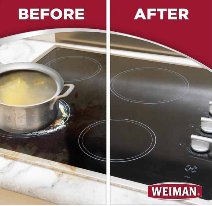 Weiman Cooktop and Stove Top Cleaner Kit - Glass Cook Top Cleaner and Polish 10 oz. Scrubbing Pad, Cleaning Tool, Razor, Scraper