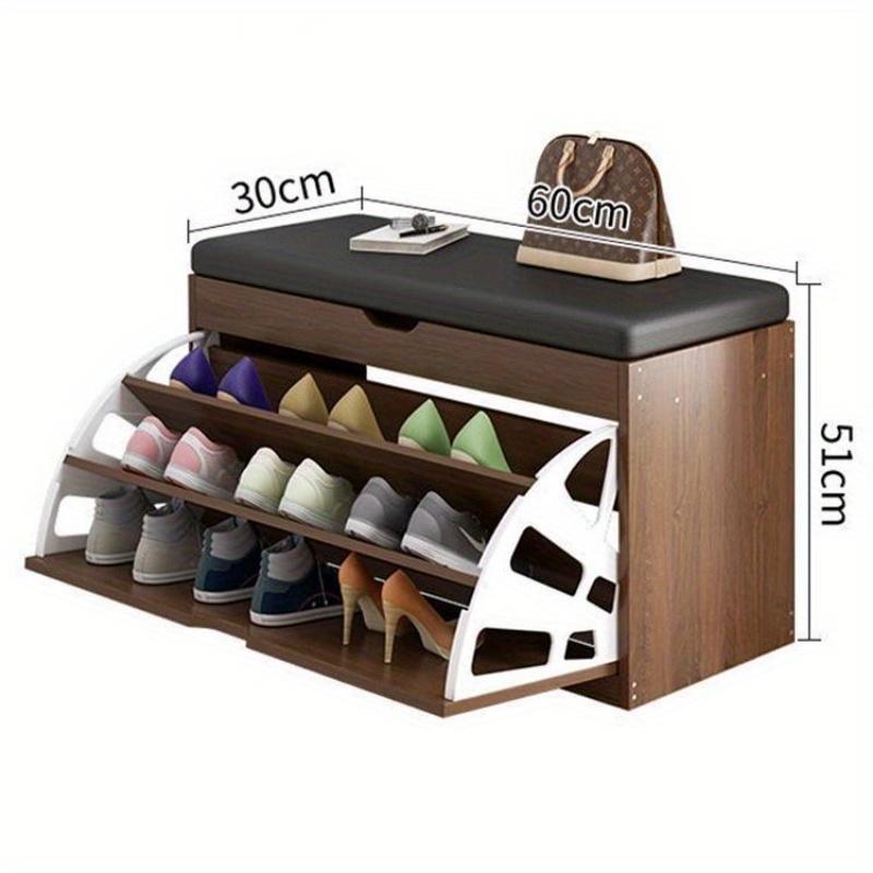 Tiltable Shoe Rack with Cushion Storage Organizer Compact Shoe Storage Rack for Entryway Closet Bedroom