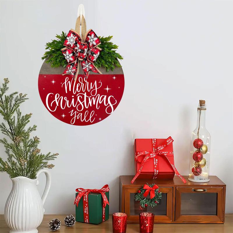 Merry Christmas Believe Welcome Sign, 1 Count Festive Wooden Door Sign for Hanging Decoration, Ideal Funny Christmas Decor & Gift