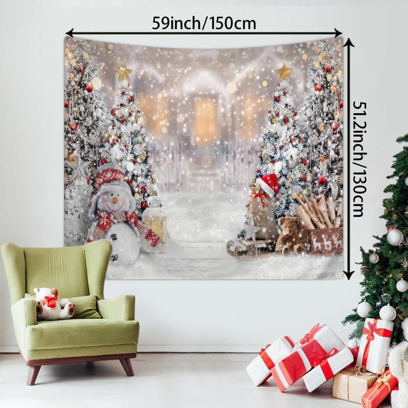 Christmas Themed Tapestry, 1 Count Wall Decor Party Photo Background Tapestry, Party Banner Decoration, Home Living Room Decoration