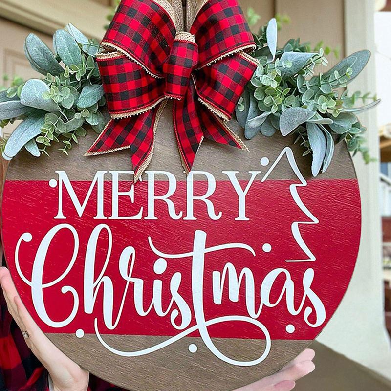 Merry Christmas Believe Welcome Sign, 1 Count Festive Wooden Door Sign for Hanging Decoration, Ideal Funny Christmas Decor & Gift