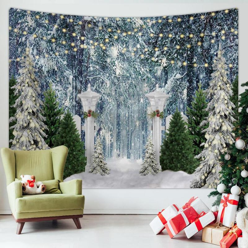 Christmas Themed Tapestry, 1 Count Wall Decor Party Photo Background Tapestry, Party Banner Decoration, Home Living Room Decoration