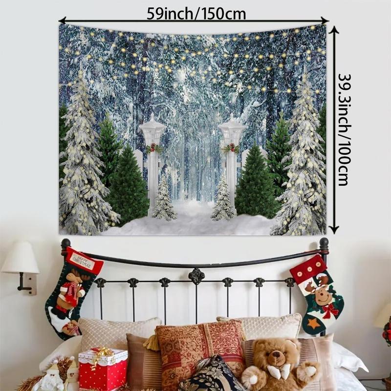 Christmas Themed Tapestry, 1 Count Wall Decor Party Photo Background Tapestry, Party Banner Decoration, Home Living Room Decoration