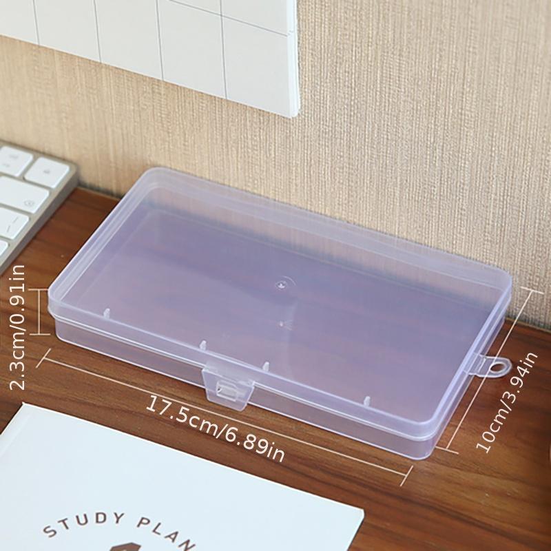 3pcs Rectangle Clear Storage Box With Lid, Plastic Stickers Storage Box, Desktop Storage Organizers For Home & Office, Men Gifts