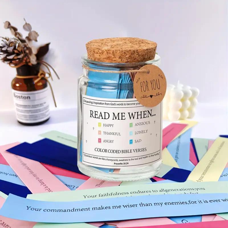 Bible Verse Jar,Read Me When Bible Verses Jar for Emotions and Feelings,Scripture Prayer Cards Hope Jar,Religious Graduation Gift,Bible Study Church Christian Gifts for Women Men Mom Dad Friend