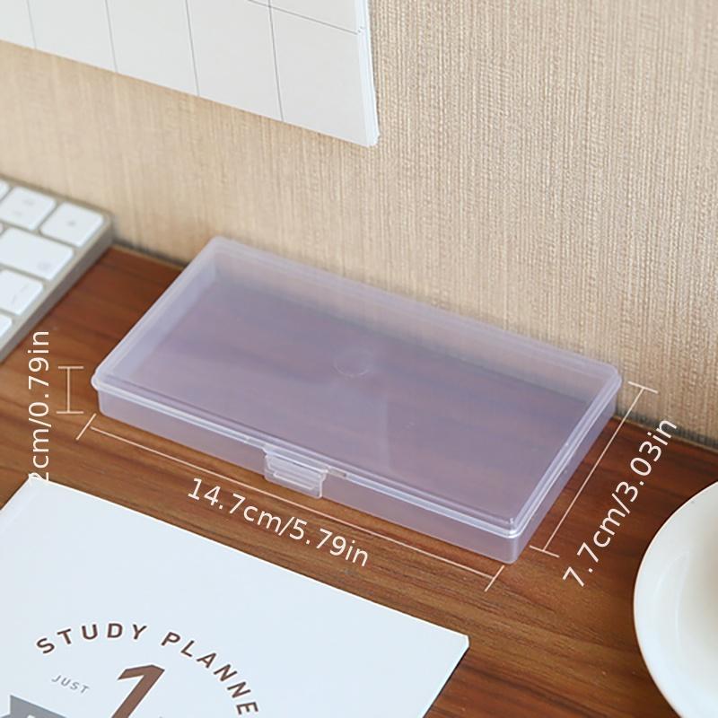 3pcs Rectangle Clear Storage Box With Lid, Plastic Stickers Storage Box, Desktop Storage Organizers For Home & Office, Men Gifts