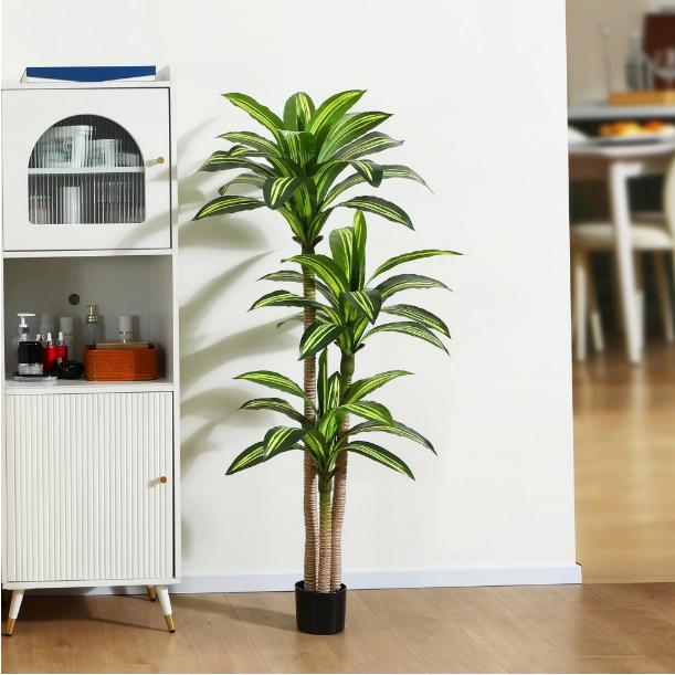 5ft Dracaena Tree Faux Plants in Pot - Perfect for Home, Office, Living Room, and Patio Decor