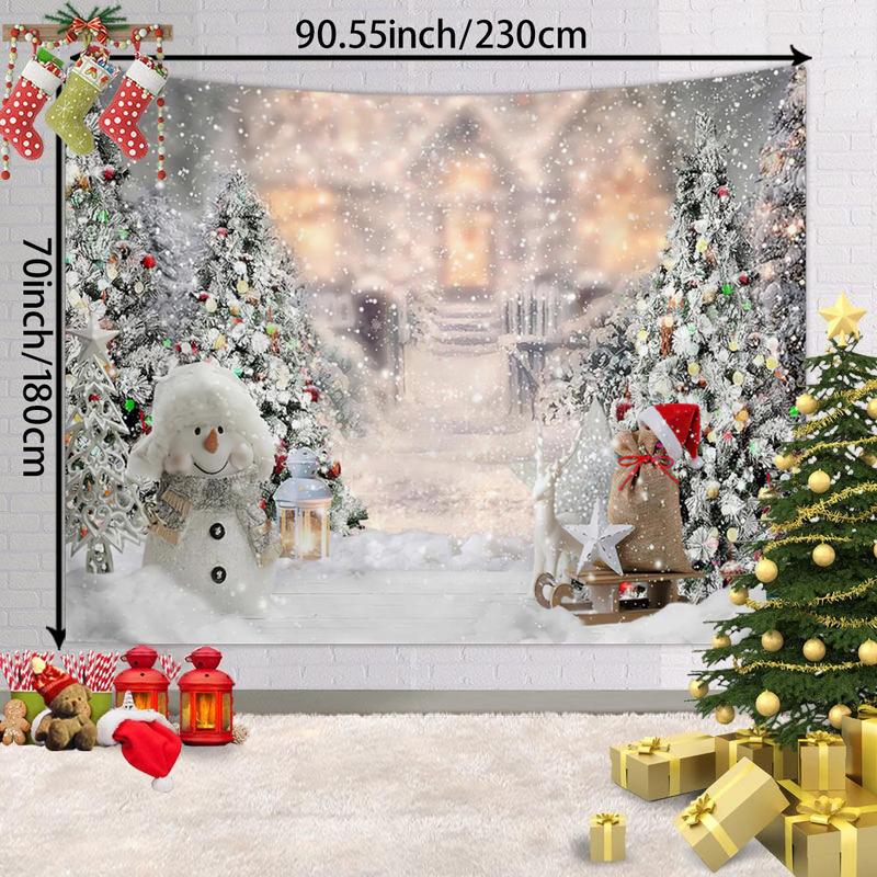 Christmas Themed Tapestry, 1 Count Wall Decor Party Photo Background Tapestry, Party Banner Decoration, Home Living Room Decoration