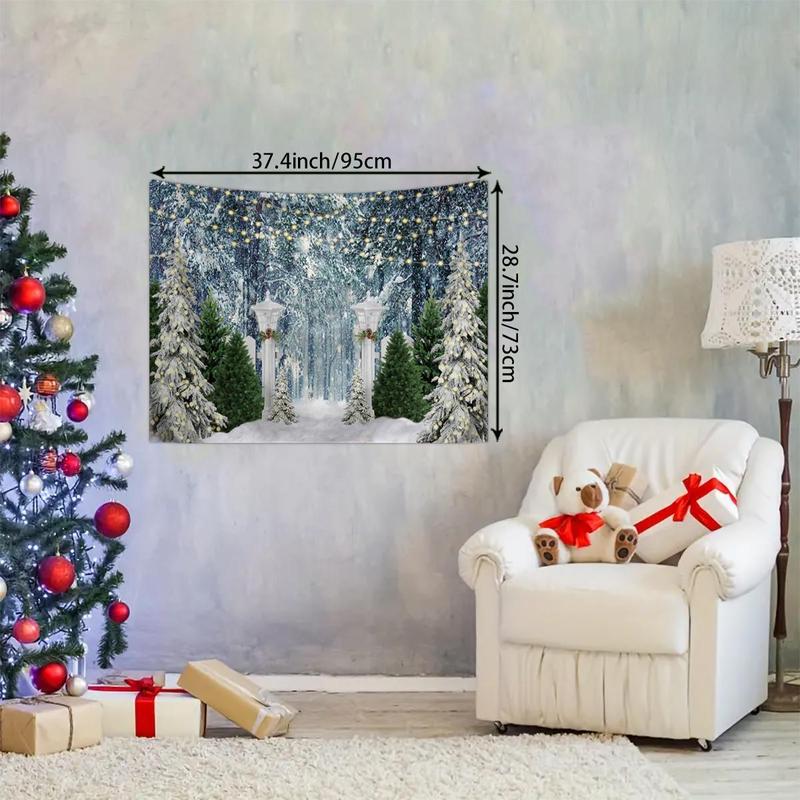 Christmas Themed Tapestry, 1 Count Wall Decor Party Photo Background Tapestry, Party Banner Decoration, Home Living Room Decoration