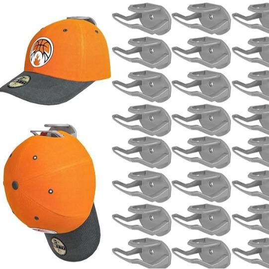 24 Pack Adhesive Hat Hooks for Wall, Strong Hat Rack for Baseball Caps, Minimalist Hat Organizer Display for Home Decor, Hat Hold Hanger for Wall, Door, Closet, No Drilling - USA Patented (Black)Grey, Installation Room