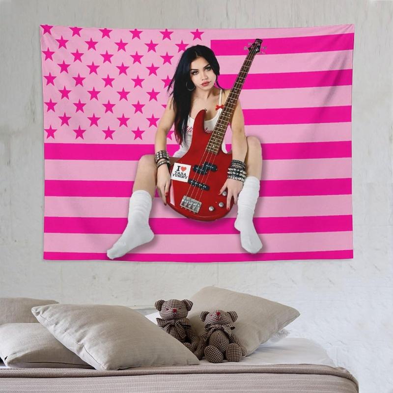 Tara Celebrity and Decorations Stuff American Pink Flags Wall Funny Tapestry Hanging Yummy Merch for Dorm Bedroom Decorative Aesthetic Tapestries