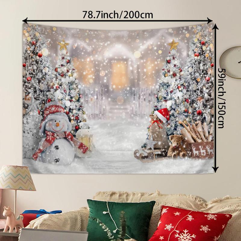 Christmas Themed Tapestry, 1 Count Wall Decor Party Photo Background Tapestry, Party Banner Decoration, Home Living Room Decoration