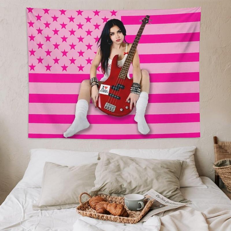 Tara Celebrity and Decorations Stuff American Pink Flags Wall Funny Tapestry Hanging Yummy Merch for Dorm Bedroom Decorative Aesthetic Tapestries