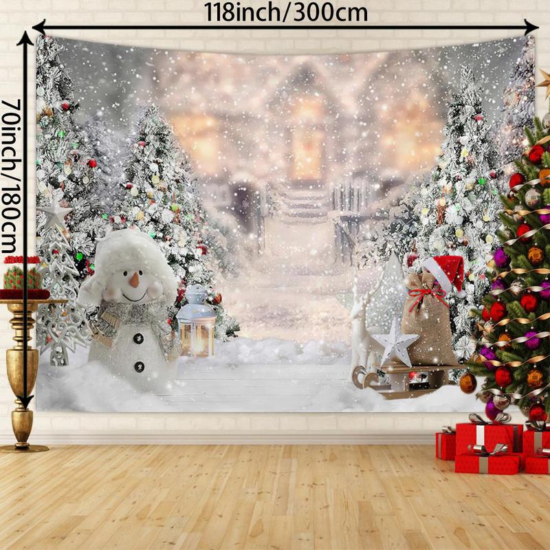 Christmas Themed Tapestry, 1 Count Wall Decor Party Photo Background Tapestry, Party Banner Decoration, Home Living Room Decoration