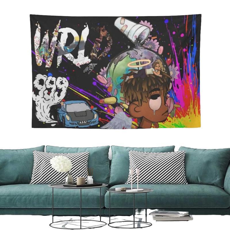 Rapper Tapestry Juice Wrld Wall Hanging Room Decor Hip Hop Tapestry for Bedroom Dorm