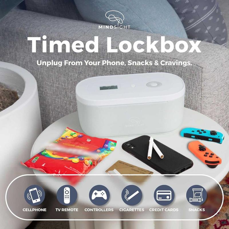 Mindsight Timed Lock Box | Unplug from Phones, Video Games, Social Media, Snacks & Cravings | 3 Modes Based On Willpower | Easy to Use | Out of Sight ~ Out of Mind | Boost Your Mental Wellness