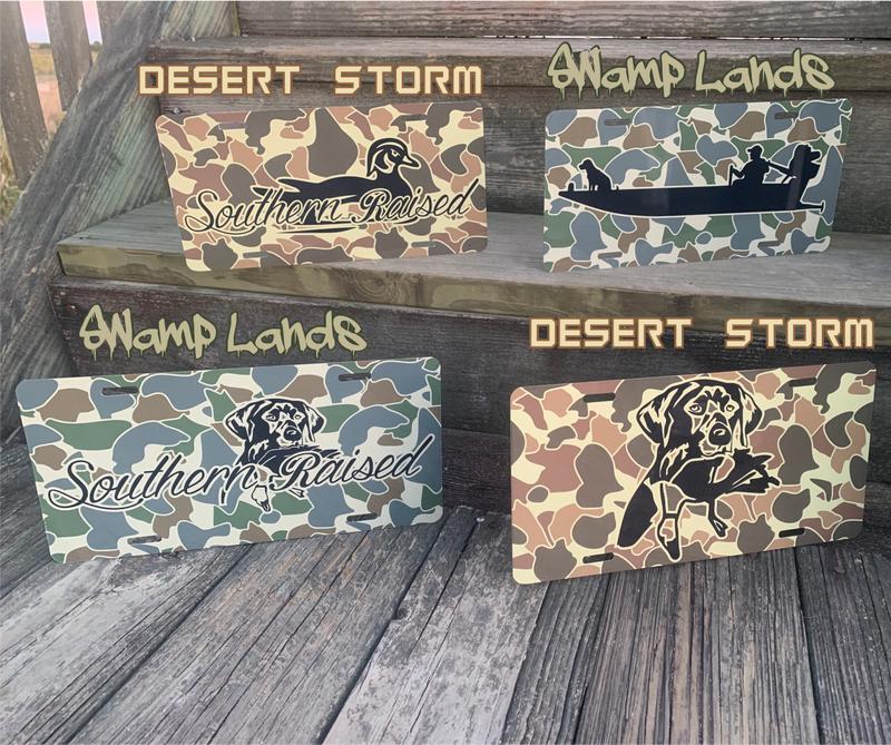 Old School Camo Hunting Vanity License Plate for Him - Hunting Gifts and New Driver Gifts