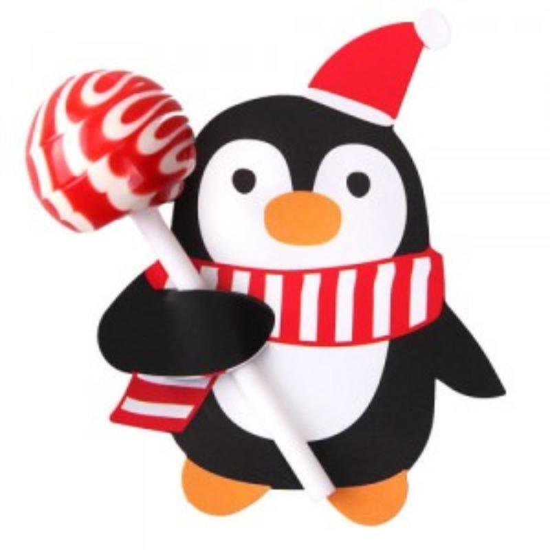 Christmas Themed Lollipop Holder Card, 100pcs set Santa Claus & Penguin Design Paper Crafts, Gift Decorations for Party, Holiday, Birthday