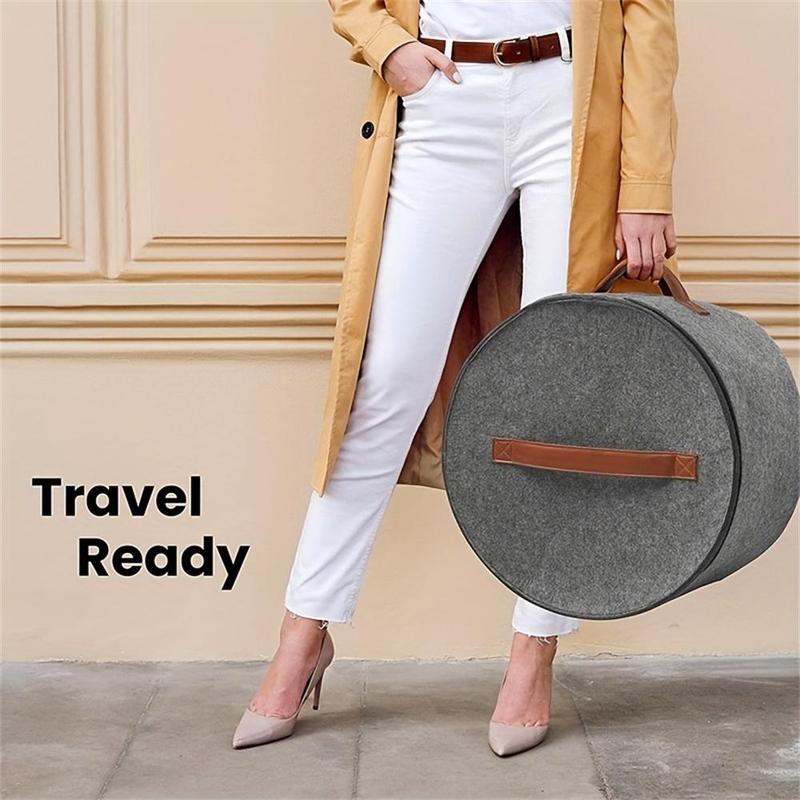 Women's Large Felt Cowboy Hat Storage Box without Hat, 1 Count Dustproof Foldable Hat Organizer with Lid for Home Travel