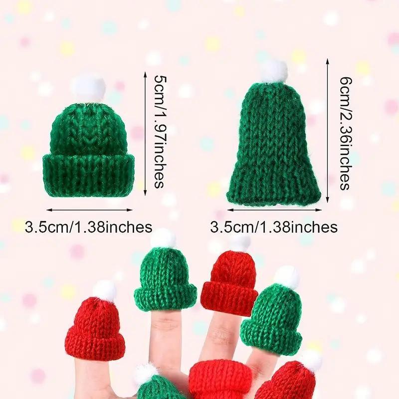 Mini Knitted Christmas Hat, 20pcs set Random Color Mini Knitted Doll Hat, DIY Handmade Decoration, Christmas Decoration, Home Decor, Party Supplies