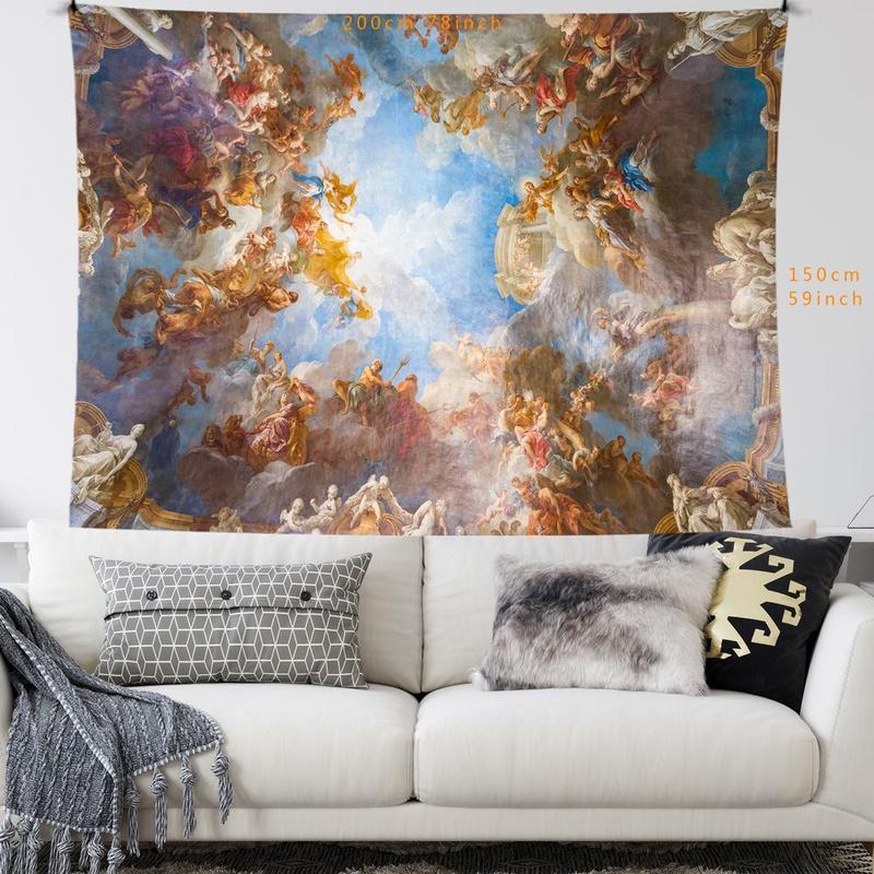 Mythical Figure & Sky Pattern Tapestry, Retro Art Tapestry, Wall Hanging Cloth for Bedroom Living Room Office Decor