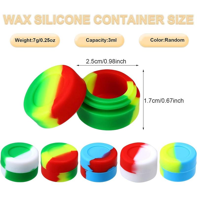 200 count Silicone Wax Containers Non Stick Silicone Wax Containers Multi Use Storage Jars Oil Concentrate Bottles for Home Kitchen Travel, Assorted Colors (3 ml)