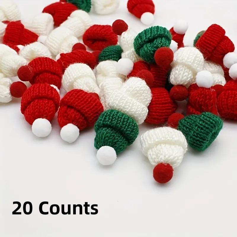 Mini Knitted Christmas Hat, 20pcs set Random Color Mini Knitted Doll Hat, DIY Handmade Decoration, Christmas Decoration, Home Decor, Party Supplies