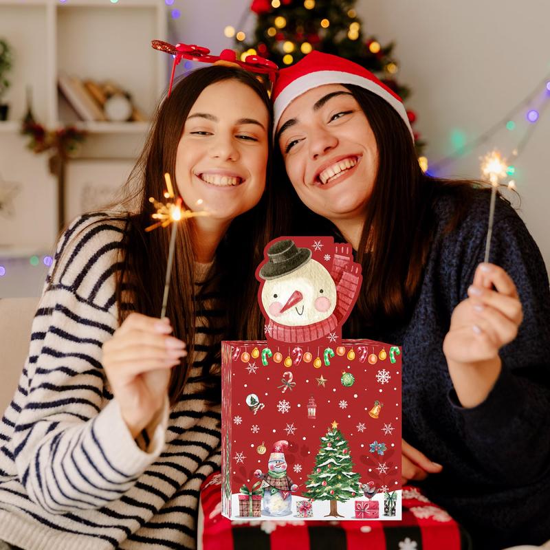 Christmas Money Pull Box Gift Set, Fun Cash Pull Box with Snowman Card and Clear Bags, Perfect for Kids and Adults Holiday Parties