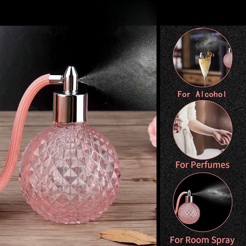 Vintage Perfume Spray Bottle 100ml Pink Vintage Refillable Perfume Bottle with Long Tassel Glass Fragrance