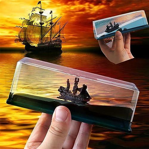 Drift ship pirate ship unsinkable Boat, Cruise Ship Fluid Drift Bottle, dashboard decorations pirate ship toy, Cruise Ship Fluid Drift Model Decoration, Home Decoration Toys Gift. (Black)