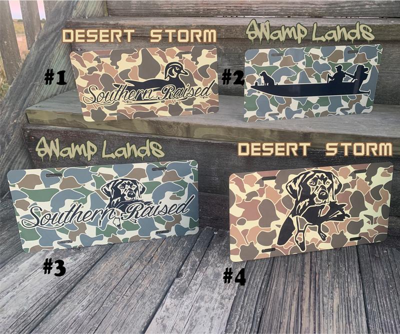 Old School Camo Hunting Vanity License Plate for Him - Hunting Gifts and New Driver Gifts