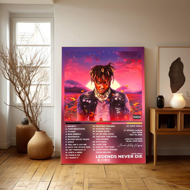 Rapper Music Album Juice WRLD Poster Aesthetic Hip Hop Legends Never Die Poster Decor Artwork Decoration Ornaments Wall Artistic Room Print