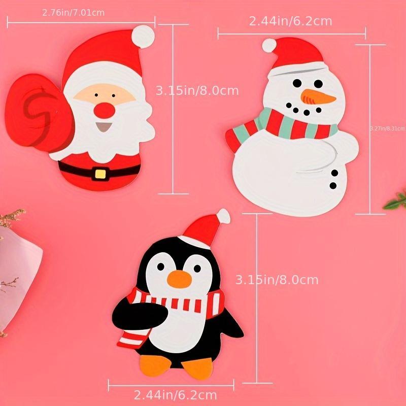 Christmas Themed Lollipop Holder Card, 100pcs set Santa Claus & Penguin Design Paper Crafts, Gift Decorations for Party, Holiday, Birthday