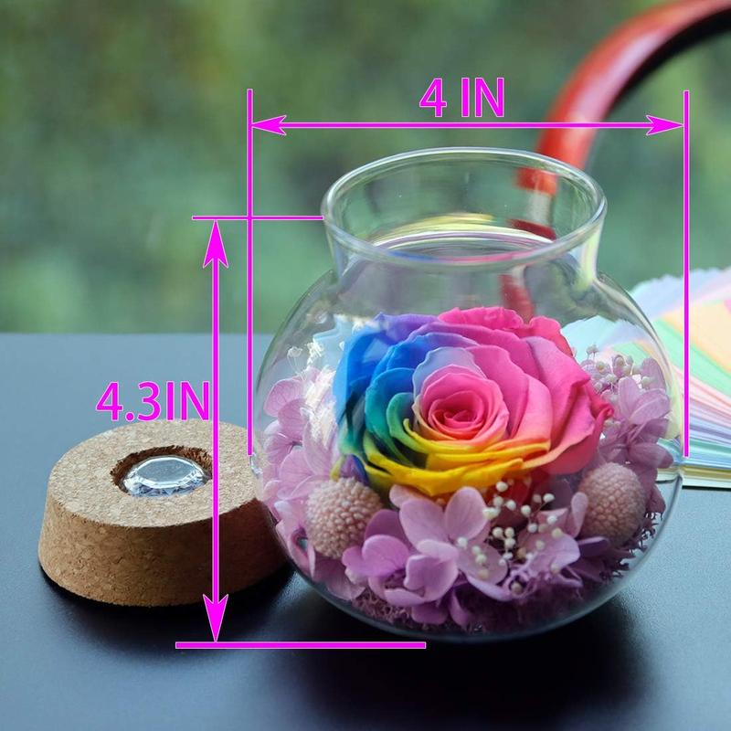 Preserved Real Roses with Colorful Mood Light Wishing Bottle,Eternal Rose,Never Withered ,for Bedroom Party Table Decor, Christmas Anniversary,Valentine's,Mother's Day, (Multi)