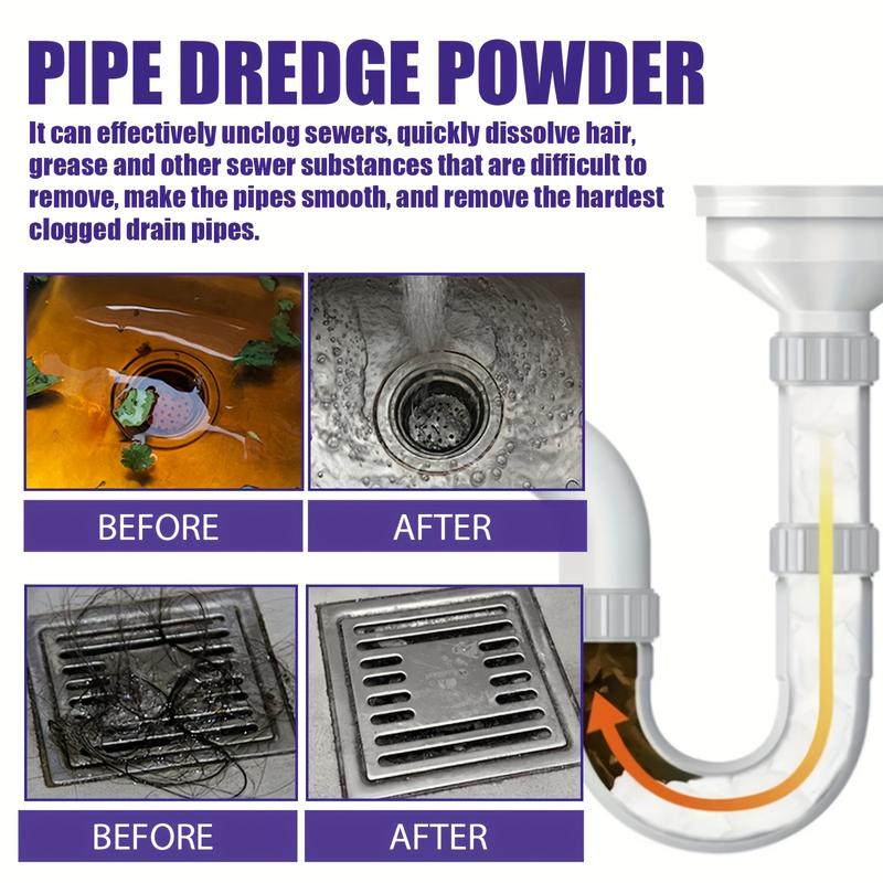 [Customer Favorite] Multi-Purpose Kitchen Drain Unclog Powder - Prevents Clogs, Dissolves Hair & Grease, Easy Clean for Sinks and Pipes