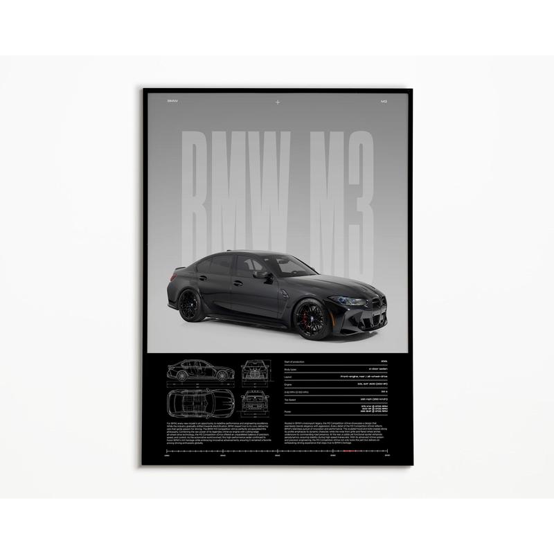 WSR BMW_M3 Competition Poster | Physical Print | Hyper Car Poster | Super Car Print | Art Print | Poster | Home Decor | Wall Decor