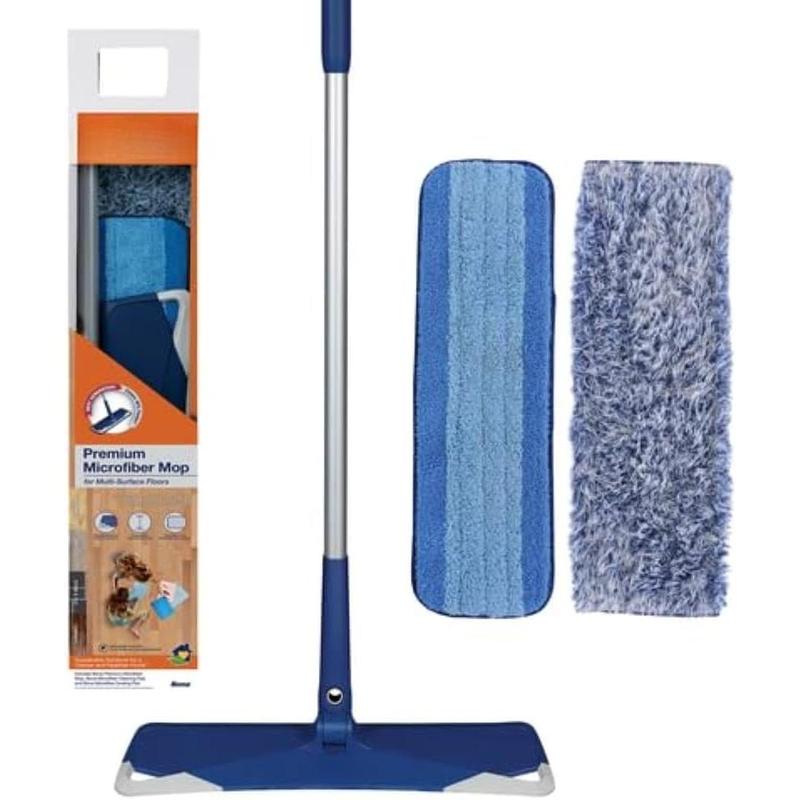 Microfiber Floor Mop for Dry and Wet Floor Cleaning - Includes Microfiber Cleaning Pad and Microfiber Dusting Pad - Dual Zone Cleaning Design for Faster Cleanup