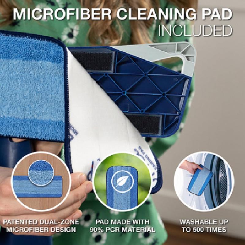 Microfiber Floor Mop for Dry and Wet Floor Cleaning - Includes Microfiber Cleaning Pad and Microfiber Dusting Pad - Dual Zone Cleaning Design for Faster Cleanup