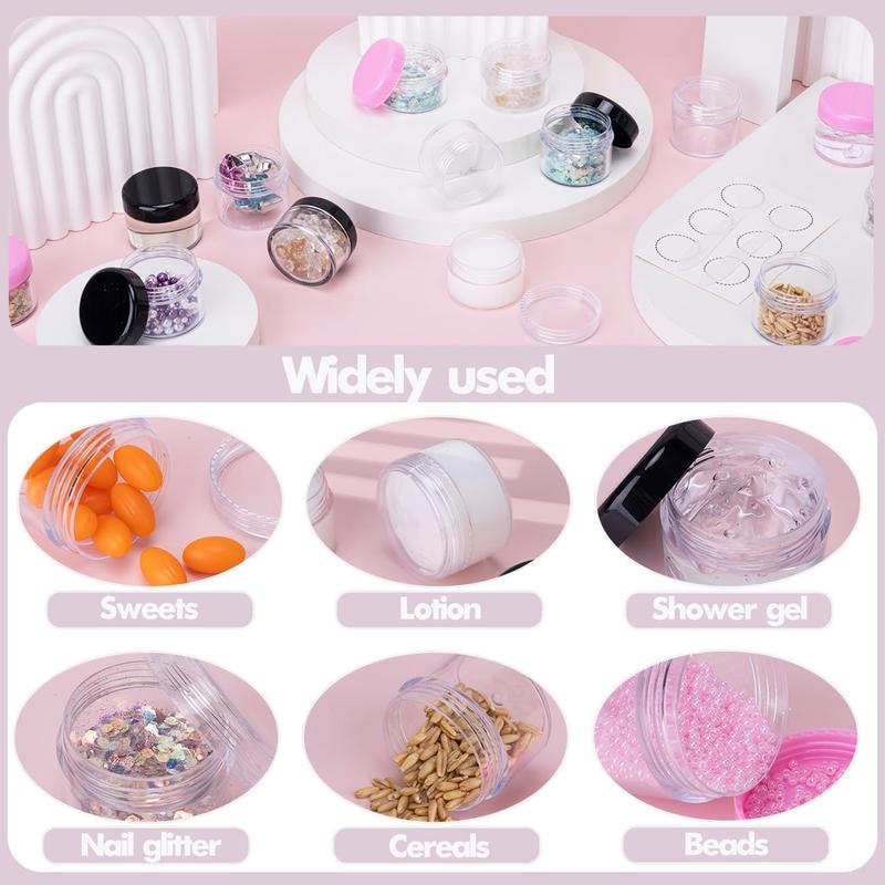 20 Grams Small Plastic Jars with Lids, 12 Pack Travel Cosmetic Containers, Empty Sample Jars with Lids, Slime Containers with Lids and Makeup Spoons