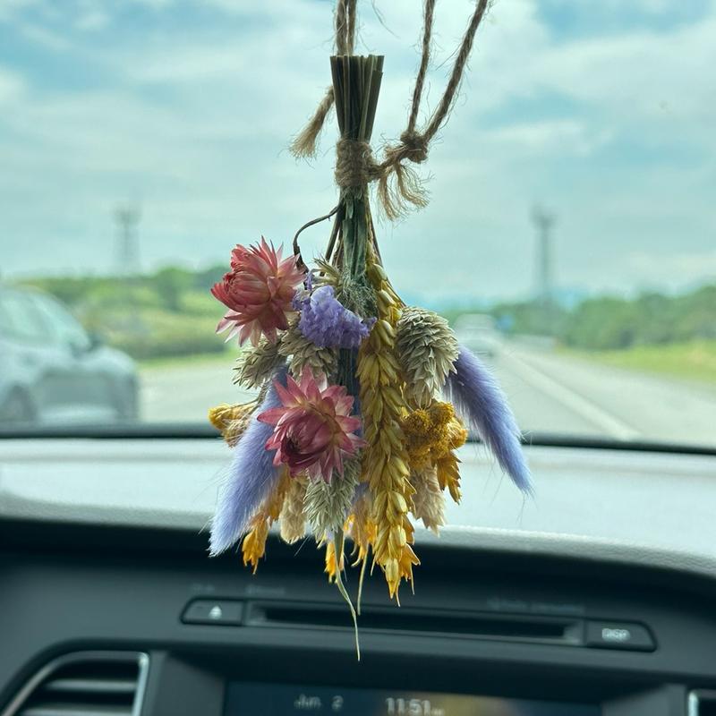 Mini Wildflower Dried Bouquet (Rear view mirror decor)