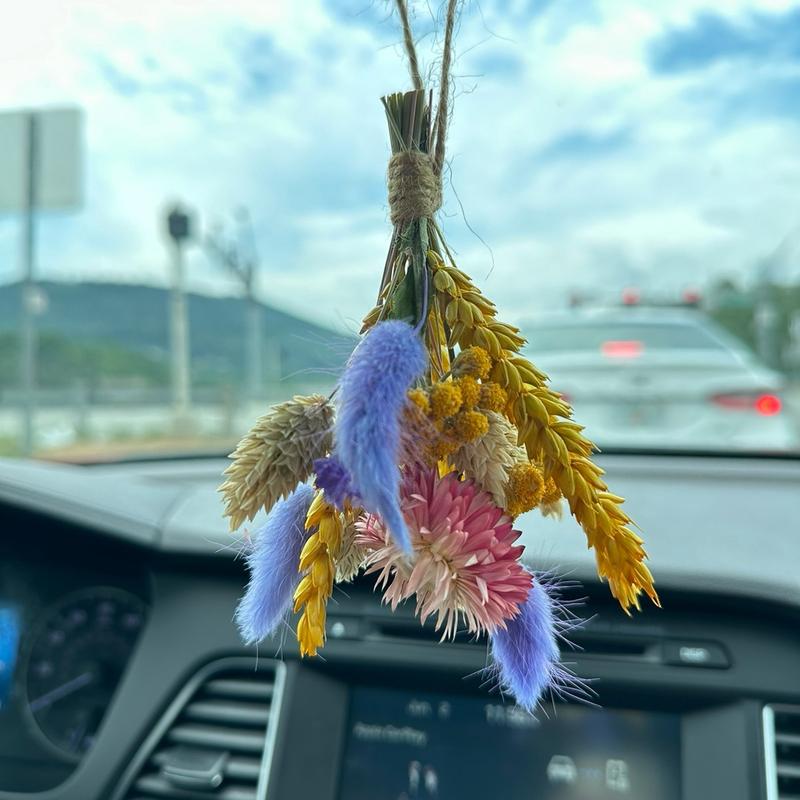 Mini Wildflower Dried Bouquet (Rear view mirror decor)