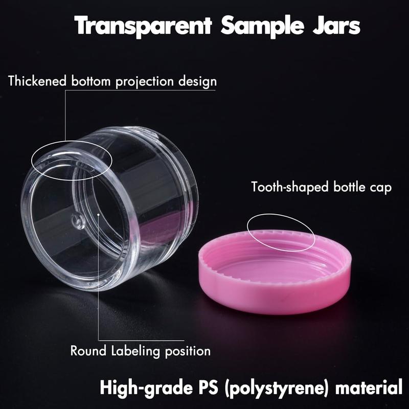 20 Grams Small Plastic Jars with Lids, 12 Pack Travel Cosmetic Containers, Empty Sample Jars with Lids, Slime Containers with Lids and Makeup Spoons