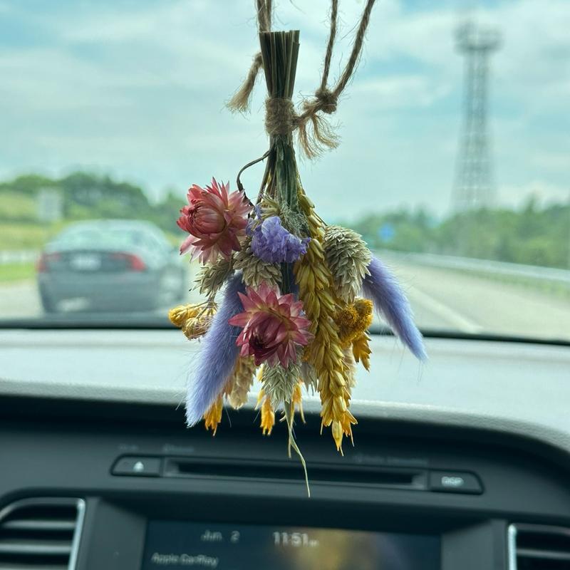 Mini Wildflower Dried Bouquet (Rear view mirror decor)