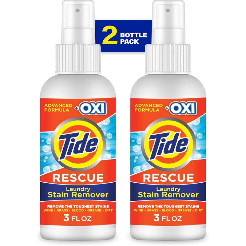 Tide Laundry Stain Remover Spray with Oxi, Travel Stain Remover for Clothes, Carpet, Upholstery, Pet Bedding, Stain Treater Spray for Tough Stains from Wine, Coffee, Grease, 3 Oz (Pack of 2)