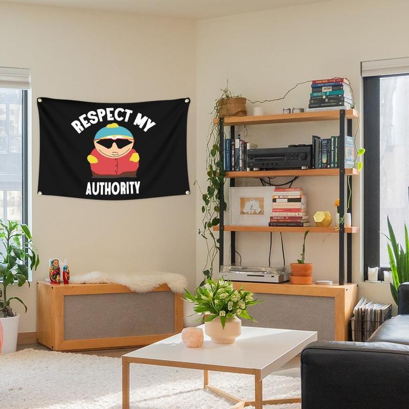 Christmas 2024 Ornament - Respect MY Authority Flag Tapestry, Funny Flags for College Dorm Room Decor, Man Cave Flag Tapestry for Home Room Decorations