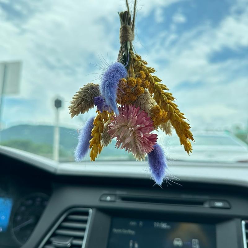 Mini Wildflower Dried Bouquet (Rear view mirror decor)