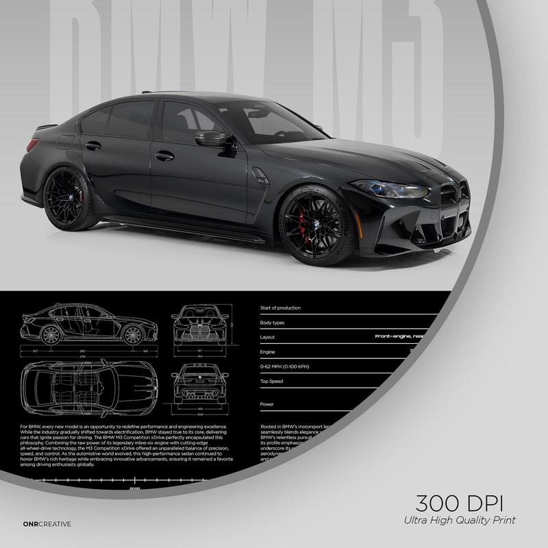 WSR BMW_M3 Competition Poster | Physical Print | Hyper Car Poster | Super Car Print | Art Print | Poster | Home Decor | Wall Decor