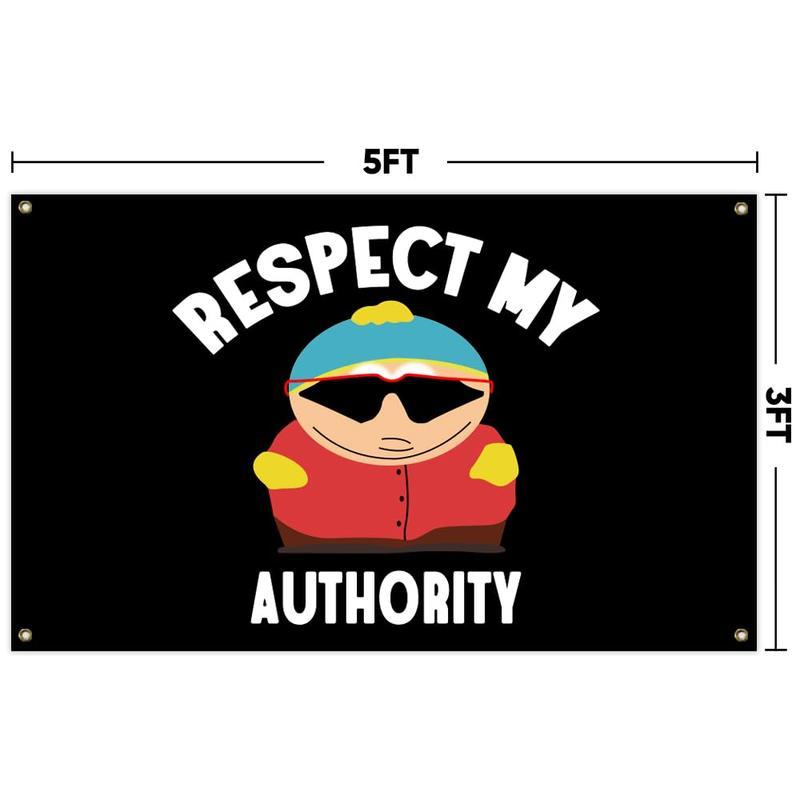 Christmas 2024 Ornament - Respect MY Authority Flag Tapestry, Funny Flags for College Dorm Room Decor, Man Cave Flag Tapestry for Home Room Decorations