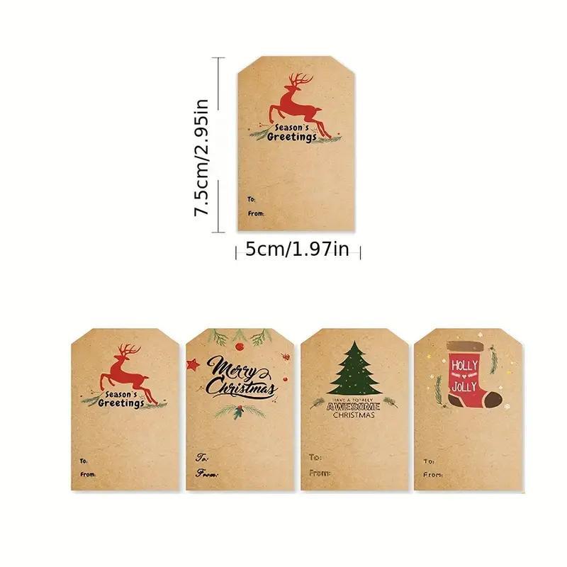 Vintage Christmas Themed Gift Tag Sticker, 300pcs roll Self Adhesive Gift Wrapping Sticker, Gift Decorative Sticker for Christmas Party