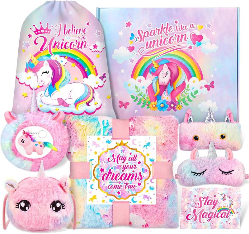 Unicorn Gift Set for Girls Age 3,4,5,6,7,8,9,10,11,12, Birthday Gifts for Girls, Thanksgiving Day Gifts for Girls,Christmas Gfits for Girls Glow in Dark Blanket